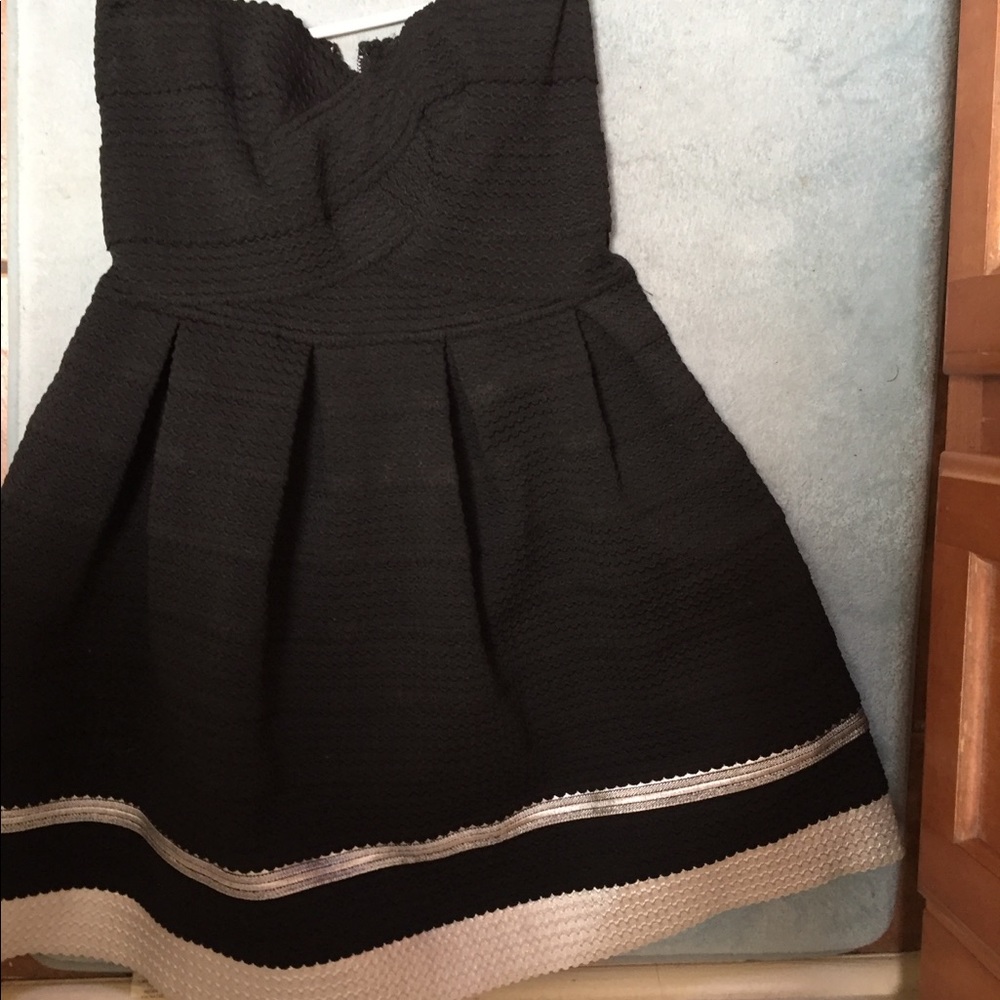 Strapless black and silver homecoming dress